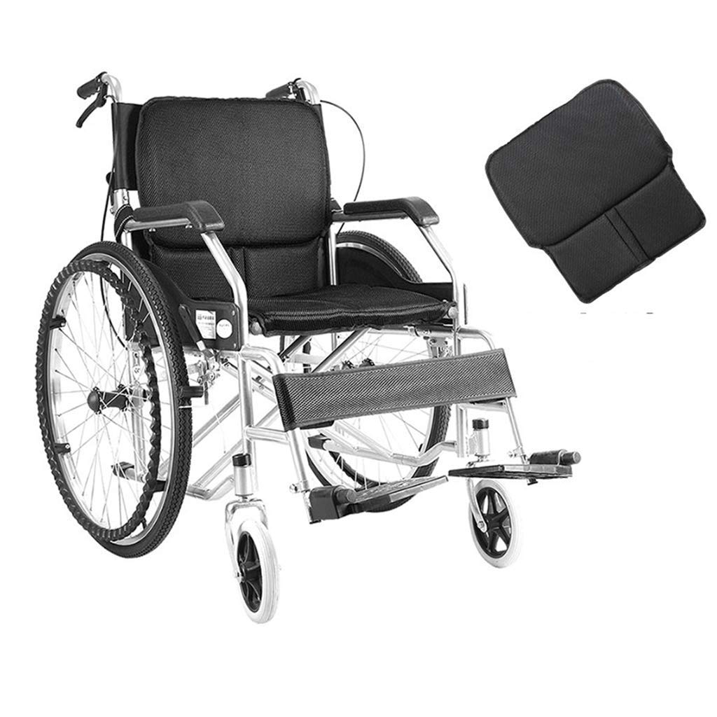 AOLI Kleine Leichtklapp Rollstuhl, Ultra-Light Trolley Tragbarer Rollstuhl, Behinderte älterer Multi-Purpose Rollstuhl, mit Eigenantrieb Rollstuhl, Black1,Black1