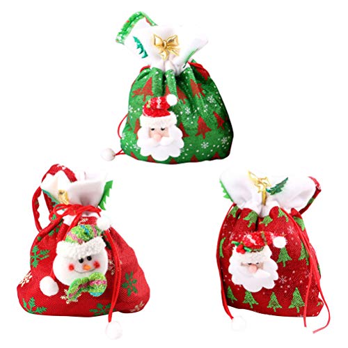 Toyvian 3 STÜCKE Weihnachten süßigkeiten Taschen Santa schneemann geschenktüte tragbare Handtasche Weihnachten Party Dekoration