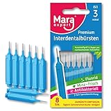 Interdentalbürste BLAU- MARA EXPERT | 0,6 mm ISO 3 Mittel | 8 Interdentalbürsten | Biokunststoff | Bürsten für Zahnzwischenräume | Mit Minz Geschmack - Chlorhexidin - Fluorid