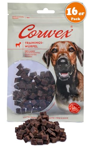 Corwex Trainingswürfel Hundesnacks mit Lamm, Monoprotein, Trainee Snack, getreidefreie Leckerlie fürs Hundetraining (16x70g, Lamm)