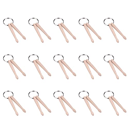 Kahdsvby Mini-Trommel, Schlüsselanhänger, Ahornholz, Trommel, Stick, Schlüsselanhänger, Trommelstäbe aus Holz