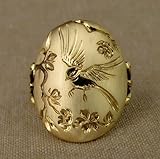 lvsenlin Elegante Frau Mode Gold Farbe Geschnitzte Blume und Vogel Ringe für Frauen Braut Jahrestag Verlobung Ehering Schmuck