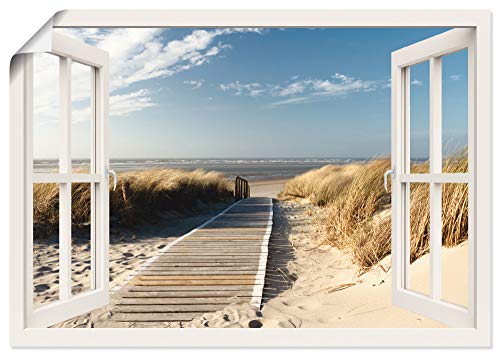 Artland Qualitätsbilder I Poster Kunstdruck Bilder 100 x 70 cm Landschaften Fensterblick Foto Weiß A8MS Fensterblick Leuchtturm Sylt