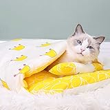 Katzenbett Katzenschlafsack Flauschig Winter Geschlossen Abnehmbare, Waschbare Katzenhöhle Katzenmatte Warm Haustierstreu Haustierbett Für Katzen