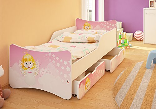 BEST FOR KIDS Kinderbett mit Schaummatratze TÜV Zertifiziert MIT Zwei SCHUBLADEN 90x180