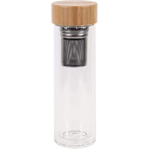 Yummii Yummii Wasserflasche mit Infuser 400 ml aus Glas/Bambus