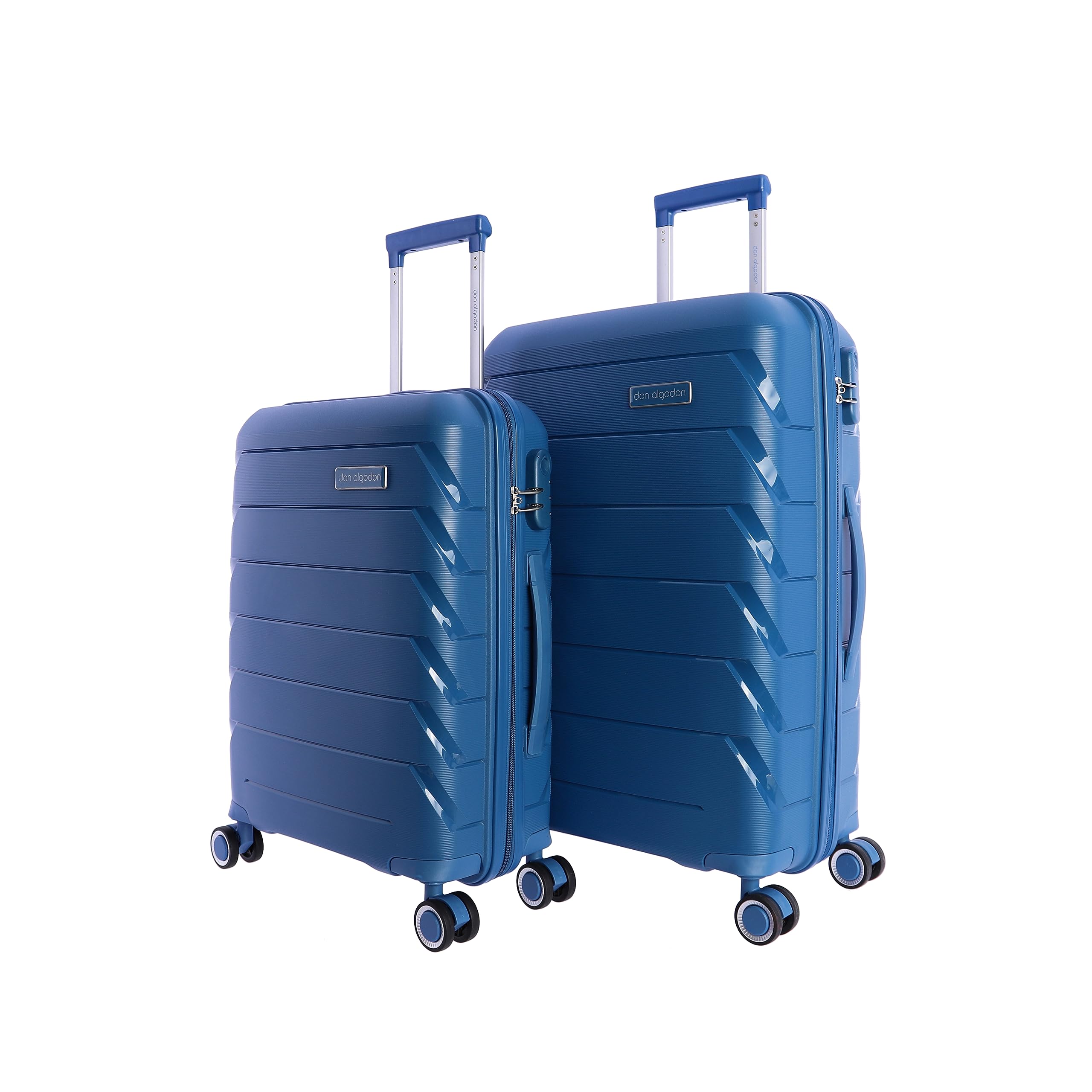 Don Algodon Koffer-Set - Reisekoffer aus Polypropylen - Set Reisekoffer - Kabinenkoffer 55 x 40 x 20 cm und mittlerer Koffer 4 Räder - Mittlere Reisekoffer - Reisekoffer Kabine, blau, 64x44x24 cm,