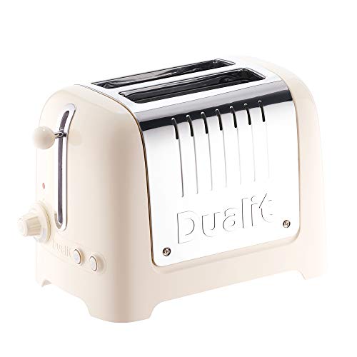 Dualit Lite 2 Scheiben Toaster - 1,1kW Toastet 60 Scheiben Toast Pro Stunde - Poliert mit Rand in Canvas Weiß - Funktion für Bagel & Auftauen - Toaster Canvas Weiß 36mm Breite Schlitze