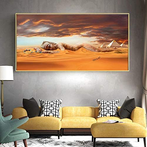 Abstrakte Landschaft Poster und Drucke Große Größe Wandkunst Leinwand Malerei Wüstenbilder für Wohnzimmer Dekoration 40x80cm Rahmenlos