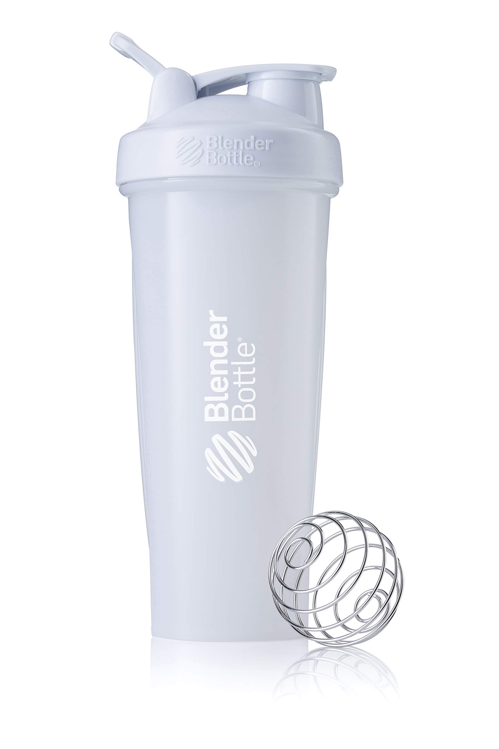 BlenderBottle Classic Loop Shaker mit BlenderBall, optimal geeignet als Eiweiß Shaker, Protein Shaker, Wasserflasche, Trinkflasche, BPA frei, skaliert bis 800 ml, 940 ml, weiß