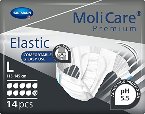 MoliCare Premium Elastic Slip: bei schwerster Inkontinenz für Frauen und Männer; 10 Tropfen, Gr. L (115-145 cm Hüftumfang), 14 St
