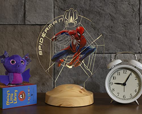 Geschenkelampe Personalisierte Geschenke Lampe Superhelden 3D Lampe mit hohe Qualität UV Druck 3D Vision LED Spiderman Nachtlicht Geburtstagsgeschenk Tischlampe (Standard)