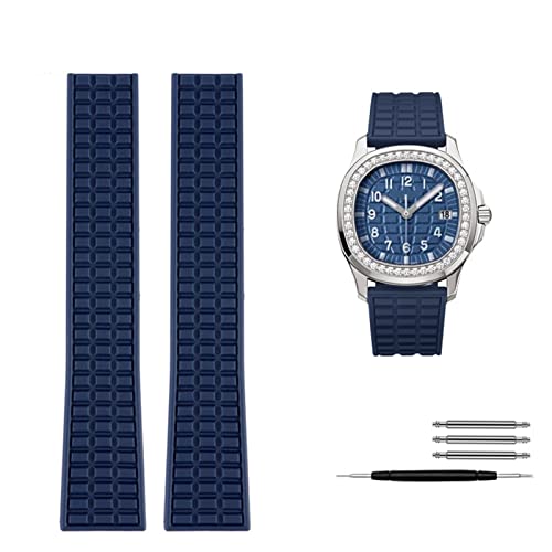 HHBYLEEE- Wasserdichtes Silikon Uhrenarmband für Patek Philippe aquanaut 5067A-001 Serie Silikon Uhrenarmband 19mm Frauen Armband Armband(blau,19 mm)