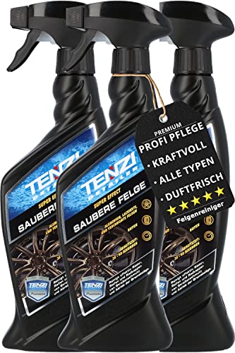 3x TENZI Felgenreiniger Spray (600mL) Premium für Auto & Motorrad - kraftvolle, säurefreie Felgenpflege in nur 30 Sekunden - Reiniger für Alufelgen, Stahlfelgen, Chrom, lackierte & matte Felgen