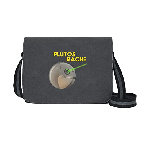 Plutos Rache - Umhängetasche Messenger Bag für Geeks und Nerds mit 5 Fächern - 15.6 Zoll, Schwarz Anthrazit