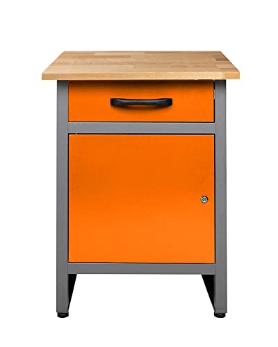 Ondis24 Werkbank orange Werktisch Werkstatteinrichtung mit Schublade und Tür abschließbar 60 x 60 cm Arbeitshöhe 85 cm TÜV geprüft