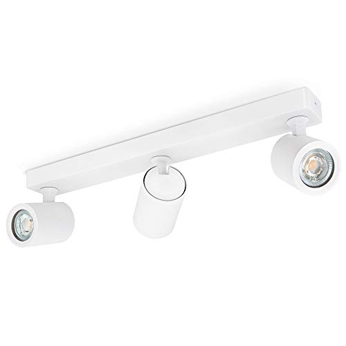 linovum TENJO Deckenleuchte 3 Strahler weiß inklusive LED GU10 Lampen warmweiß 6W - Spotstrahler Decke schwenkbar drehbar 230V