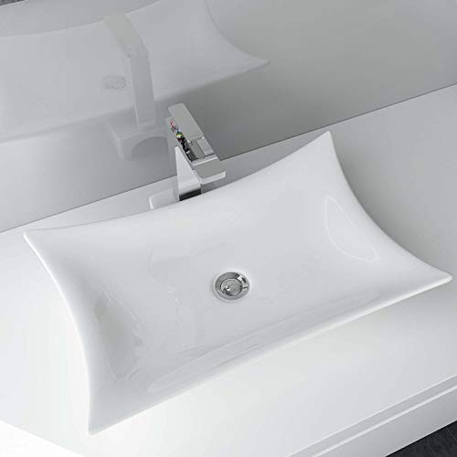 Waschbecken24 Design Keramik Waschtisch Aufsatz Waschbecken Waschplatz für Badezimmer Gäste WC A68