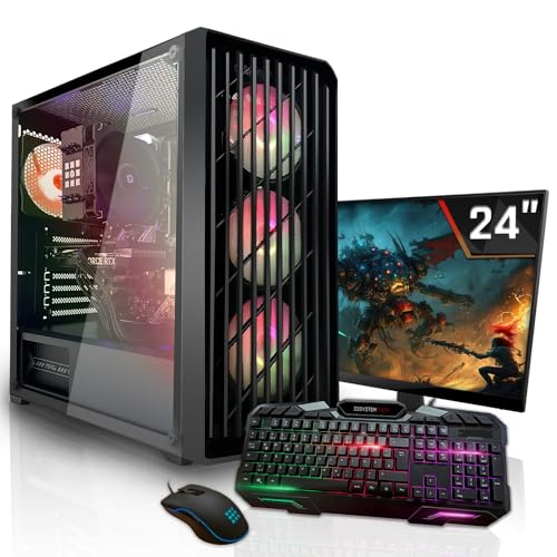 Gamer PC Set mit Monitor AMD Ryzen 5 4560G 6x3.7Ghz |Marken Board|22 Zoll TFT|8GB DDR4|120GB SSD|Radeon RX Vega 7 Grafik 4K HDMI|USB 3.1|SATA3|Sound|Windows 10 Pro|GigabitLan|3 Jahre Garantie|Ma