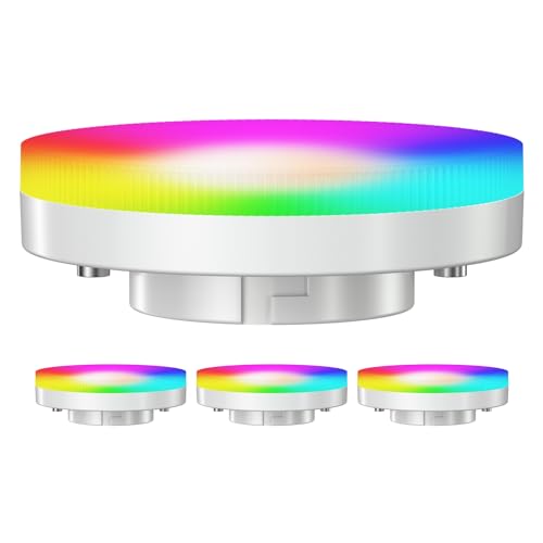 ledscom.de GX53 LED RGB Leuchtmittel, warmweiß - kaltweiß (2900-6100 K), 6,6 W, 670lm, 107°, Smart Home, WLAN, Alexa, matt, 4 Stk.