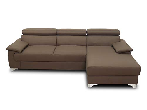 DOMO Collection Niria Ecksofa | Eckcouch mit Rückenfunktion | Sofa L Form Couch, Polsterecke, braun, 271x167x78 cm