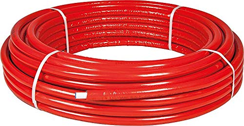 Mehrschichtverbundrohr 16 x 2 mm PEX, rot isoliert, 50 Meter Rolle (1,80 € / Meter) Heizrohr, Heizungsrohr