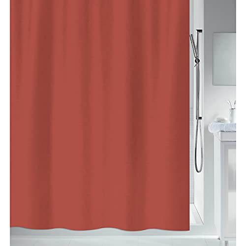 Spirella Anti-Schimmel Duschvorhang - Anti-Bakteriell, waschbar, wasserdicht - Polyester, „Primo “ 180x200cm Terracotta Rot