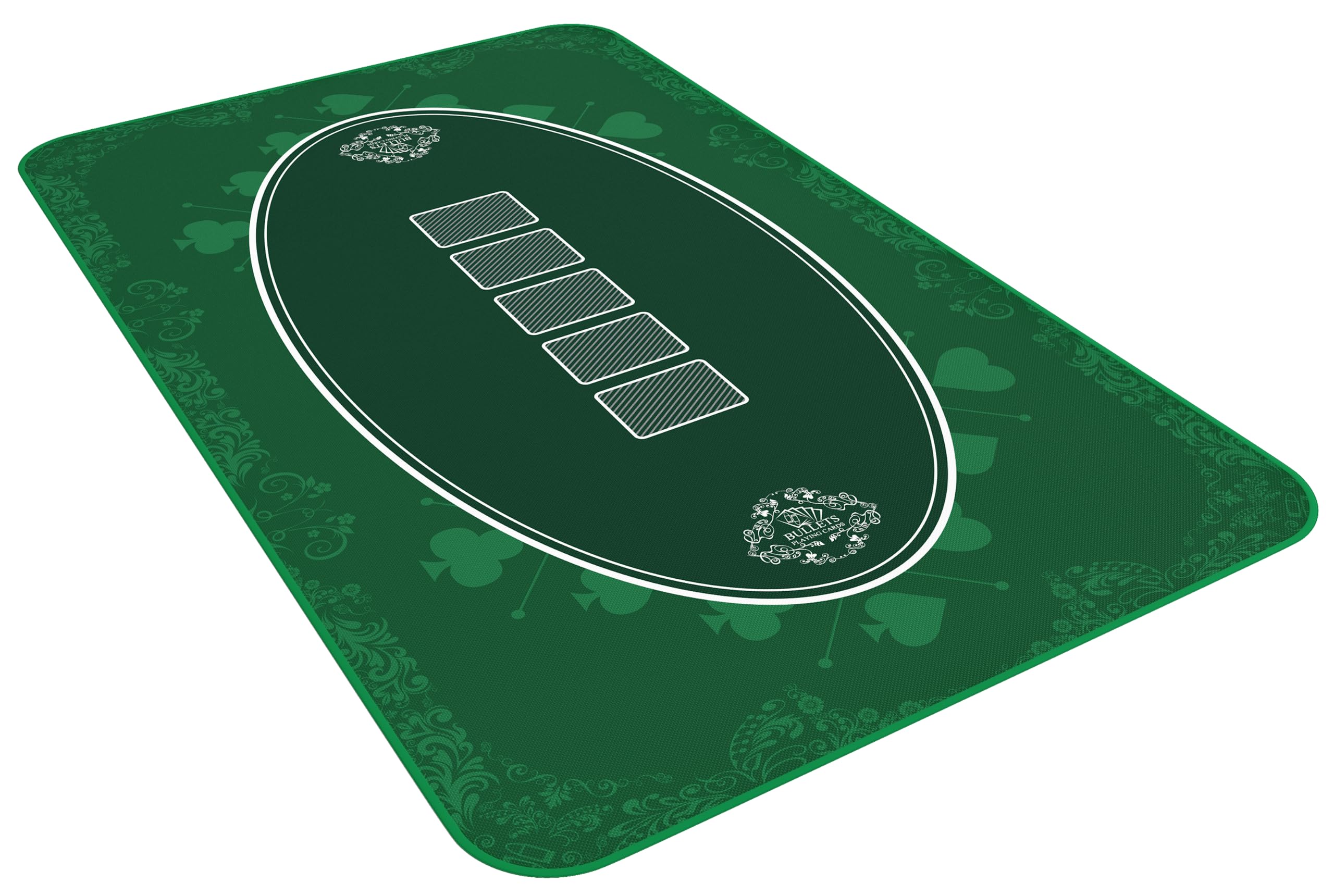Bullets Playing Cards Designer Pokermatte grün in 100 x 60cm - für den eigenen Pokertisch - Deluxe Pokertuch – Pokerteppich – Pokertischauflage