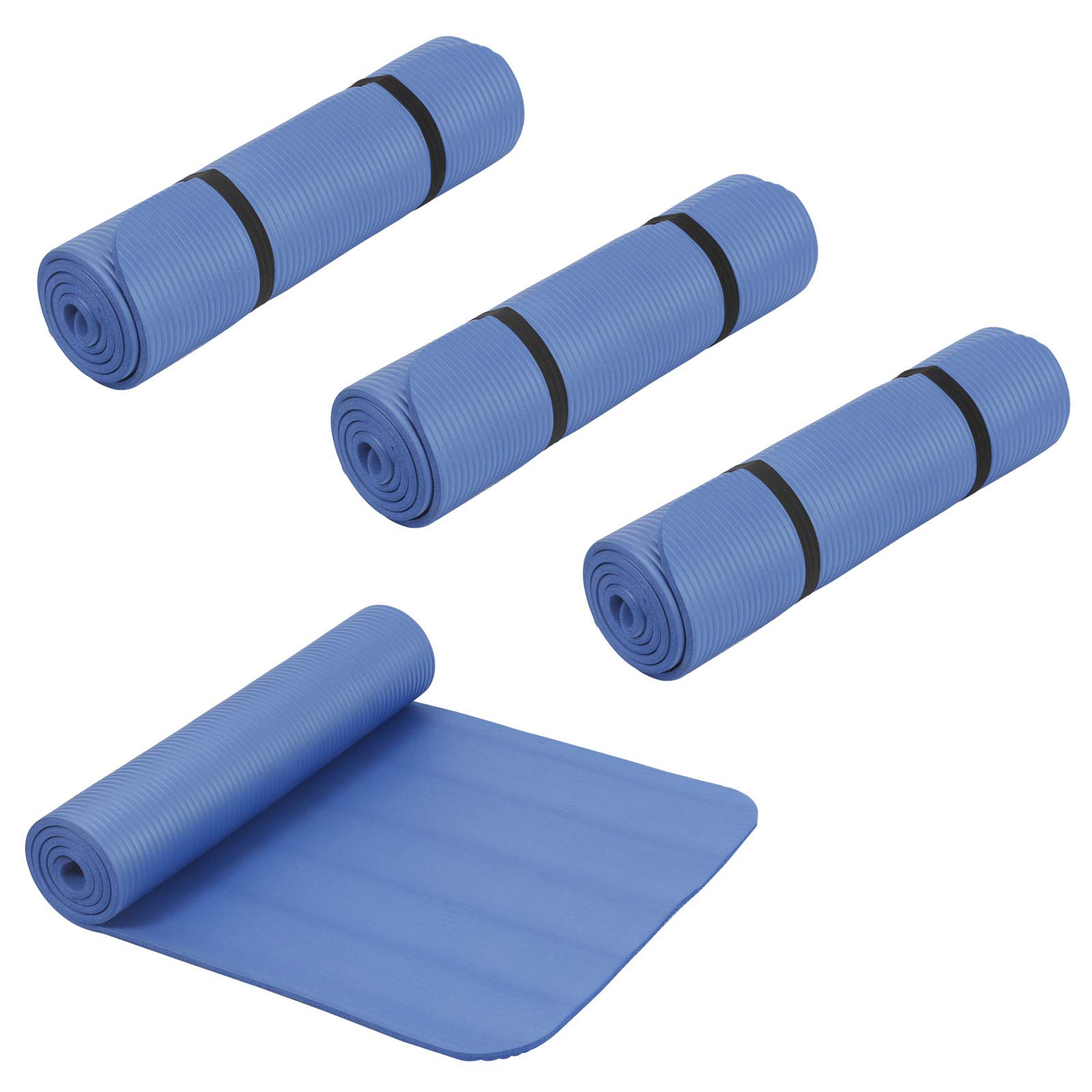 HAC24 4er Set Gymnastikmatte Yogamatte 190cm x 60cm x 1cm Yoga Fitness Matte Fitnessmatte Bodenmatte Blau