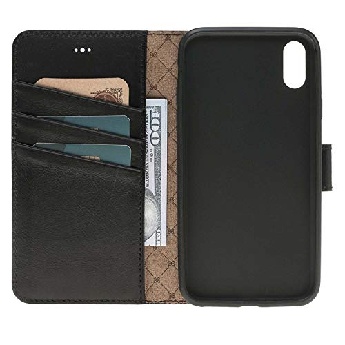 Bouletta RST1 Schutzhülle aus echtem Leder, Brieftaschenformat, aus TPU, kompatibel mit iPhone X, Einzelhandelsverpackung für Damen und Herren, Schwarz