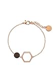 Kerbholz Holzschmuck – Geometrics Collection Twin Bracelet roségold, filigranes Frauen Armband, Schmuck mit Naturholz Anhänger, größenverstellbar, Armbandlänge 15 cm + 2,5 cm