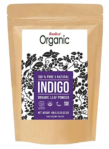 Radico | 100% Organic Indigo Leaf Powder | Haartönung | Tiefschwarz | Antiseptische Eigenschaften | Verleiht Farbintensivität | Ayurvedische Kräuterpulver | Vegan | 3 x 100 g