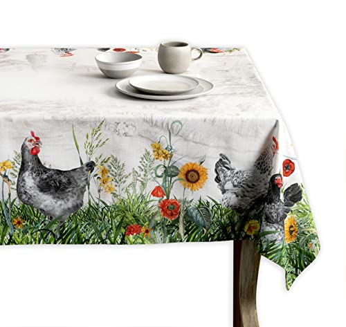 Maison d' Hermine Basse Cour 100% Baumwolle Tischdecke für Küche | Abendessen | Tischplatte | Dekoration Parteien | Hochzeiten | Frühling / Sommer | Ostern (Rechteck, 140 cm x 180 cm)