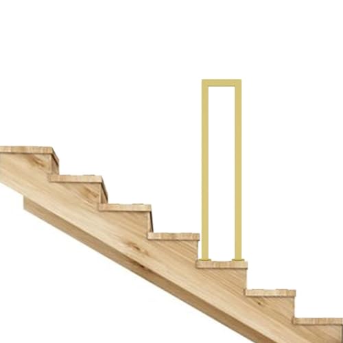 Geländer Stufenhandlauf, 1 Stufe, schmiedeeisernes Treppengeländer for den Innen- oder Außenbereich, Stufengeländer, Stützstange, Metallhandläufe, unterstützt 200 kg bis 85 cm, weiß (Color : Gold, S