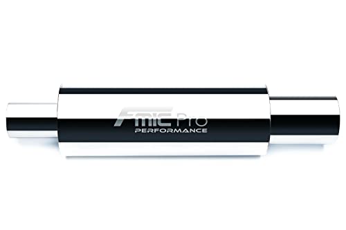 FMIC.Pro Universal Muffler Sportauspuff A Edelstahl 304 Schalldämpfer Einfachendrohr rund 350mm (76-76mm)