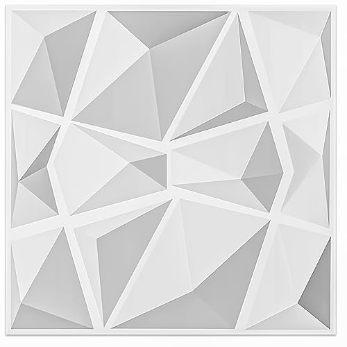 Art3d Textures 3D Wandpaneele Weiß Diamond Design Wandgestaltung 12 Fliesen, 50 * 50 cm