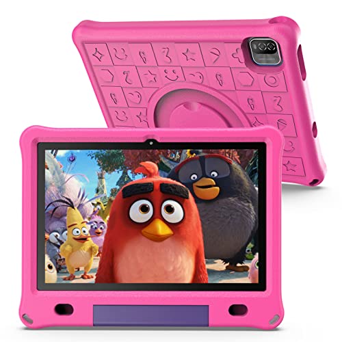 Lipa WQ01 Kinder Tablet Rosa 10,1 Zoll - Kids Tablet - 64 GB Speicher - 3 GB Arbeitsspeicher - Großer Bildschirm - Mit vorinstallierter Spiele-Software - Play Store - Einstellbarer Kinderschutz