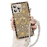 ARPHI Sparkle Crystal Bracelet for iPhone Case, 3D Diamond Pattern Phone Case, Bling Diamond Phone Case with Bracelet for iPhone (foriPhone13Pro,Gold)