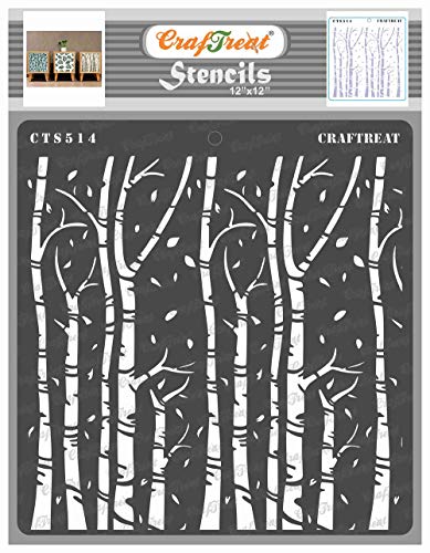 CrafTreat Tree Stencils for Crafts Reusable Vintage - Autumn Trees Stencil - Size: 12 x 12 Inches - Autumn Stencil for Painting on Concrete, Canvas, Fabric, Wood and Wall