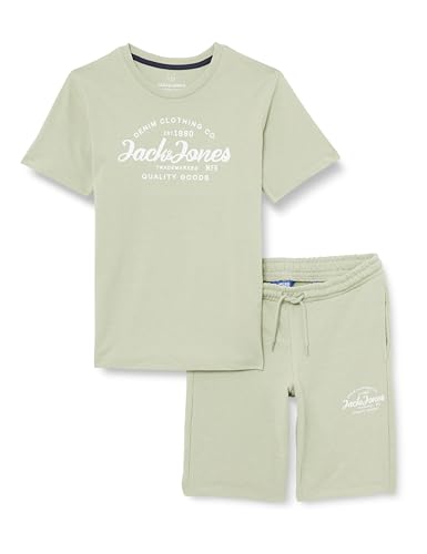 JACK&JONES JUNIOR Jungen JJFOREST Tee SS Crew Set Pack MP JNR T-Shirt, Desert Sage/Pack:W.Shorts, 164 cm
