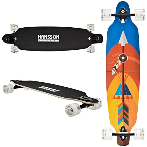 Hansson.Sports Top Longboard Komplett Skateboard Long Board 99cm (39 inch). 2 Motive zur Wahl (Motiv:Pfeil)