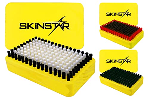 SkinStar 3er Set Ski Belagsbürsten BaseBrush Nylon, Rooshaar u. Kufper/Bronze gelb