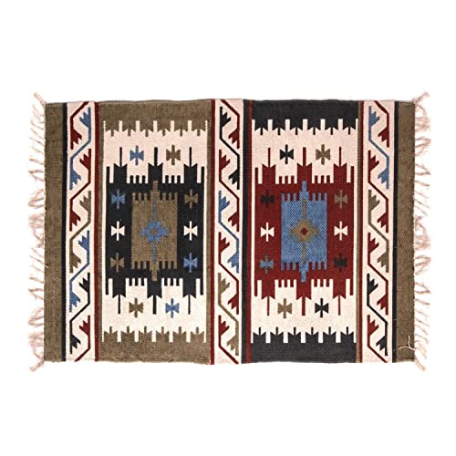 CIAL LAMA Rechteckiger Teppich aus Baumwolle Kilim 120 x 180 cm
