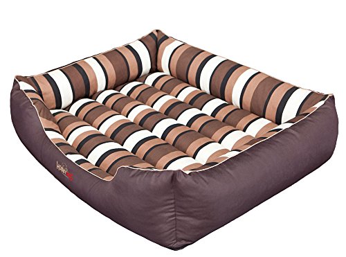 HobbyDog XXL CORBZP14 Dog Bed Comfort XXL 110X90 cm Brown with Stripes, XXL, Brown, 6 kg