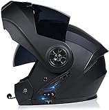 CFZWJ Motorrad Integralhelm Herren für Damen mit Sonnenblende Bluetooth Klapphelm mit Bluetooth Integriert Helm ECE/DOT Zertifiziert Racing Intercom Radio Helm