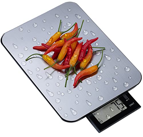 Rosenstein & Söhne Haushaltshelfer: Digitale Edelstahl-Küchenwaage, bis 10 kg, auf 1 g genau, IPX5 (Waage Küche, fein Waage, Digital)