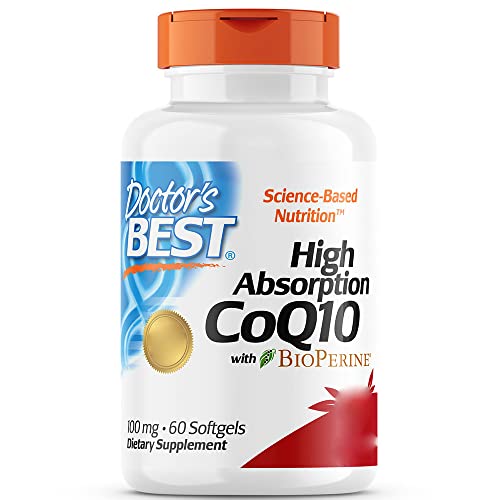 Doctor's Best, High Absorption CoQ10 mit Bioperine (Coenzym Q10), 100mg, 60 Weichkapseln, Laborgeprüft, Glutenfrei, ohne Gentechnik