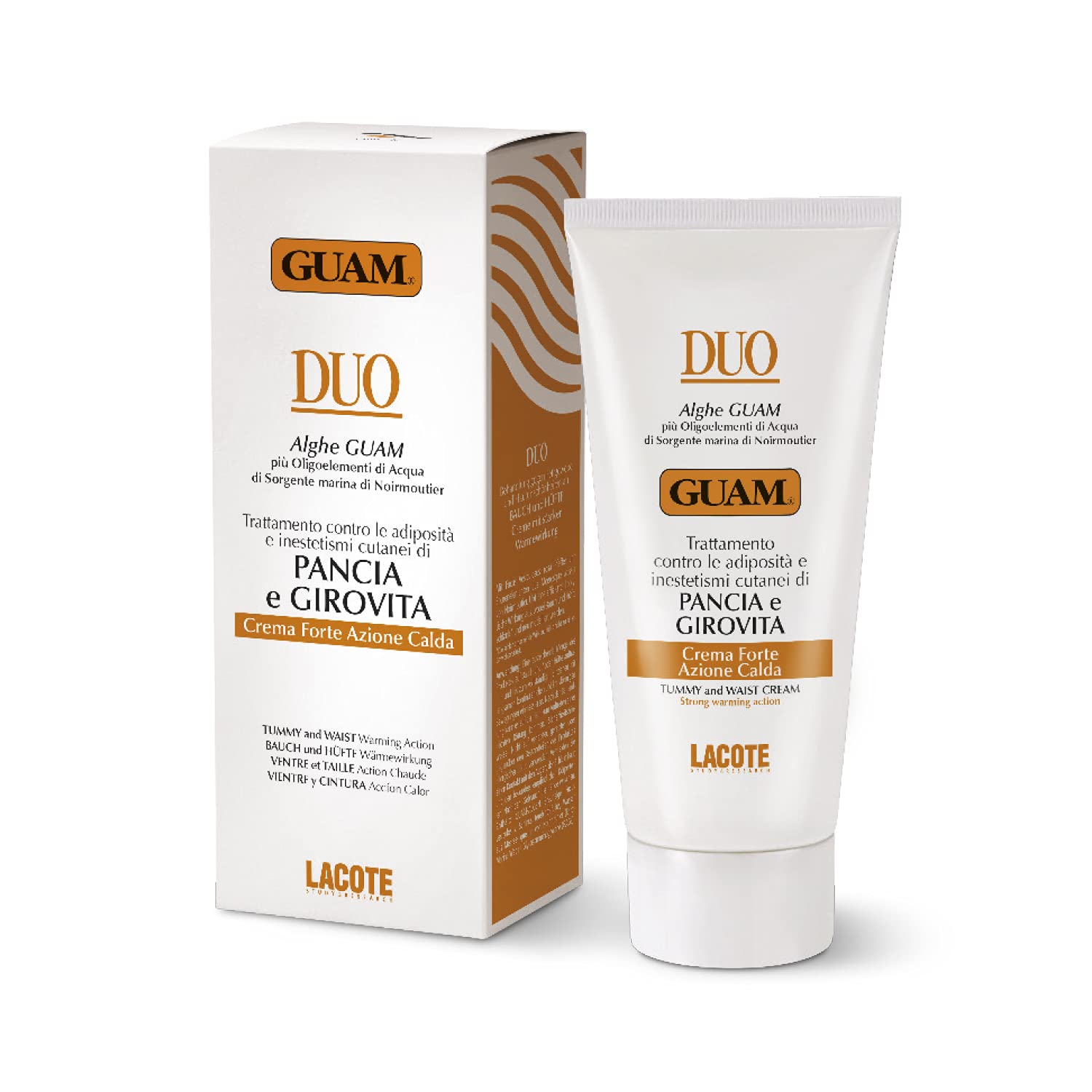 Guam, Duo-Bauch- und Taillencreme, Starke Heißwirkungscreme, Behandlung von Adipositas und Hautunreinheiten, Made in Italy, 150 ml-Packung
