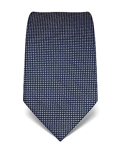 Vincenzo Boretti Herren Krawatte reine Seide gestreift edel Männer-Design zum Hemd mit Anzug für Business Hochzeit 8 cm schmal / breit dunkelblau