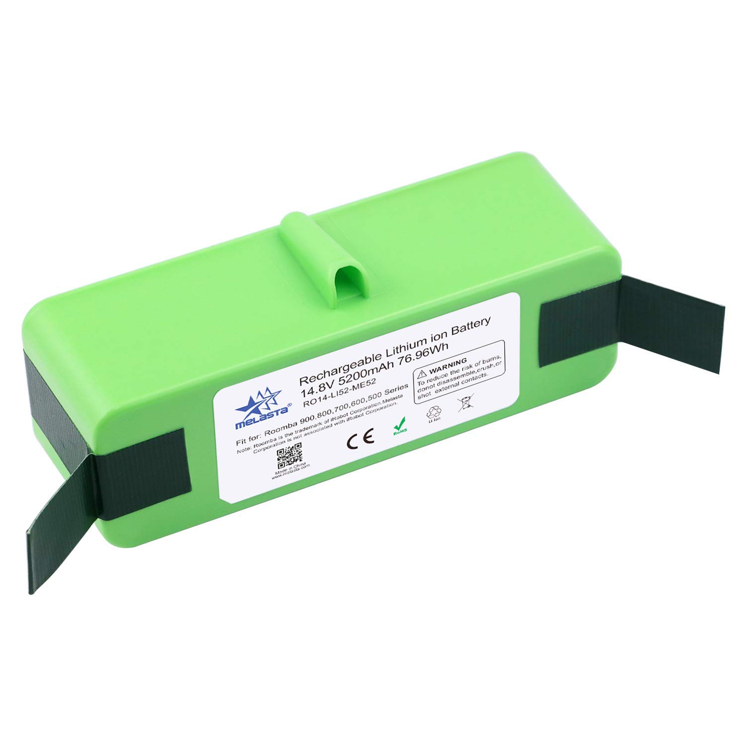 melasta 14,4 V 5200 mAh Lithium-Ionen Ersatz Akku Batterie kompatibel mit Staubsauger iRobot Roomba Serie 900 980 970 960 961 964 Grün